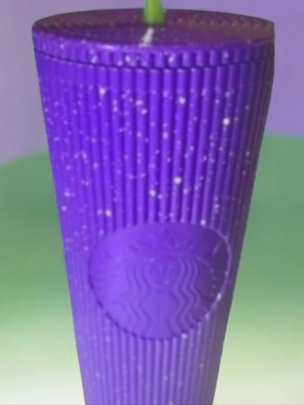 New 2024 Starbucks Cold Tumbler 24oz, Glow-In-The-Dark Purple Straw Sparkles
